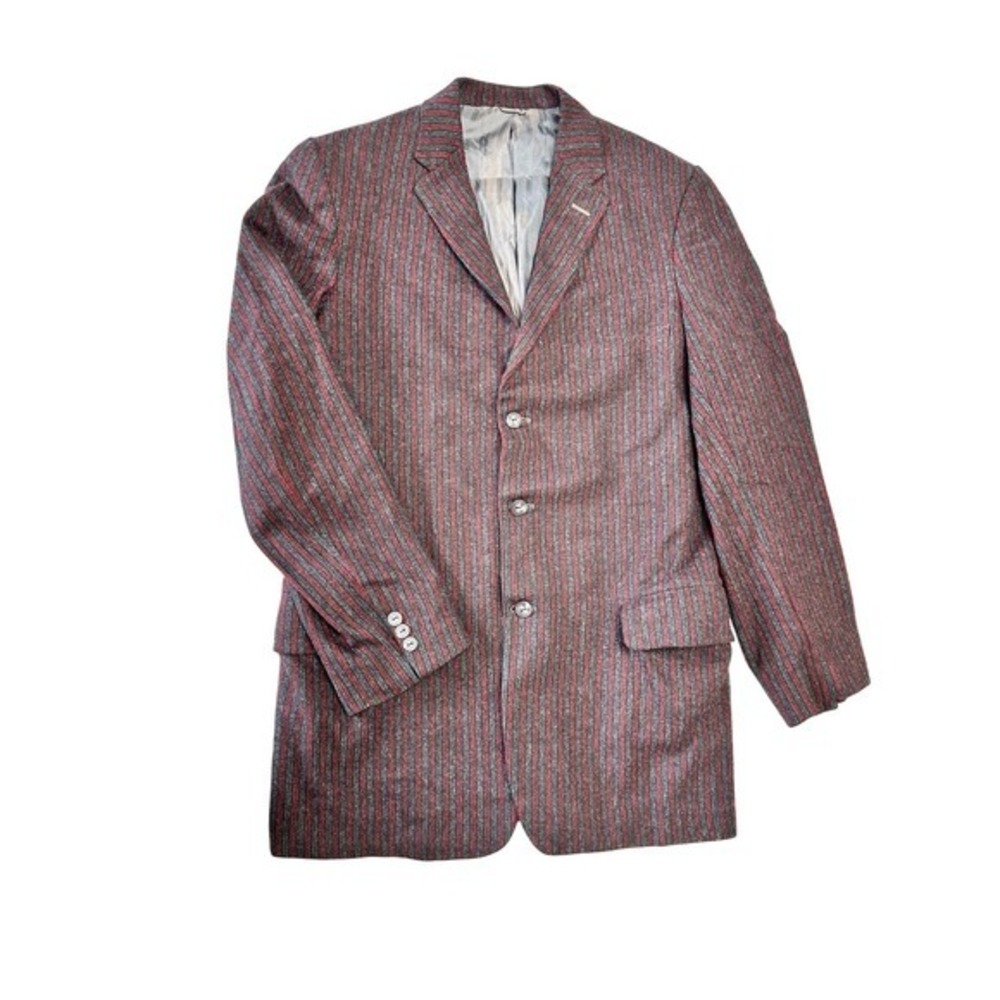 Vintage 60s Mens Dunster Hall Clothing Sport Coat Long Blazer Striped Wool‎